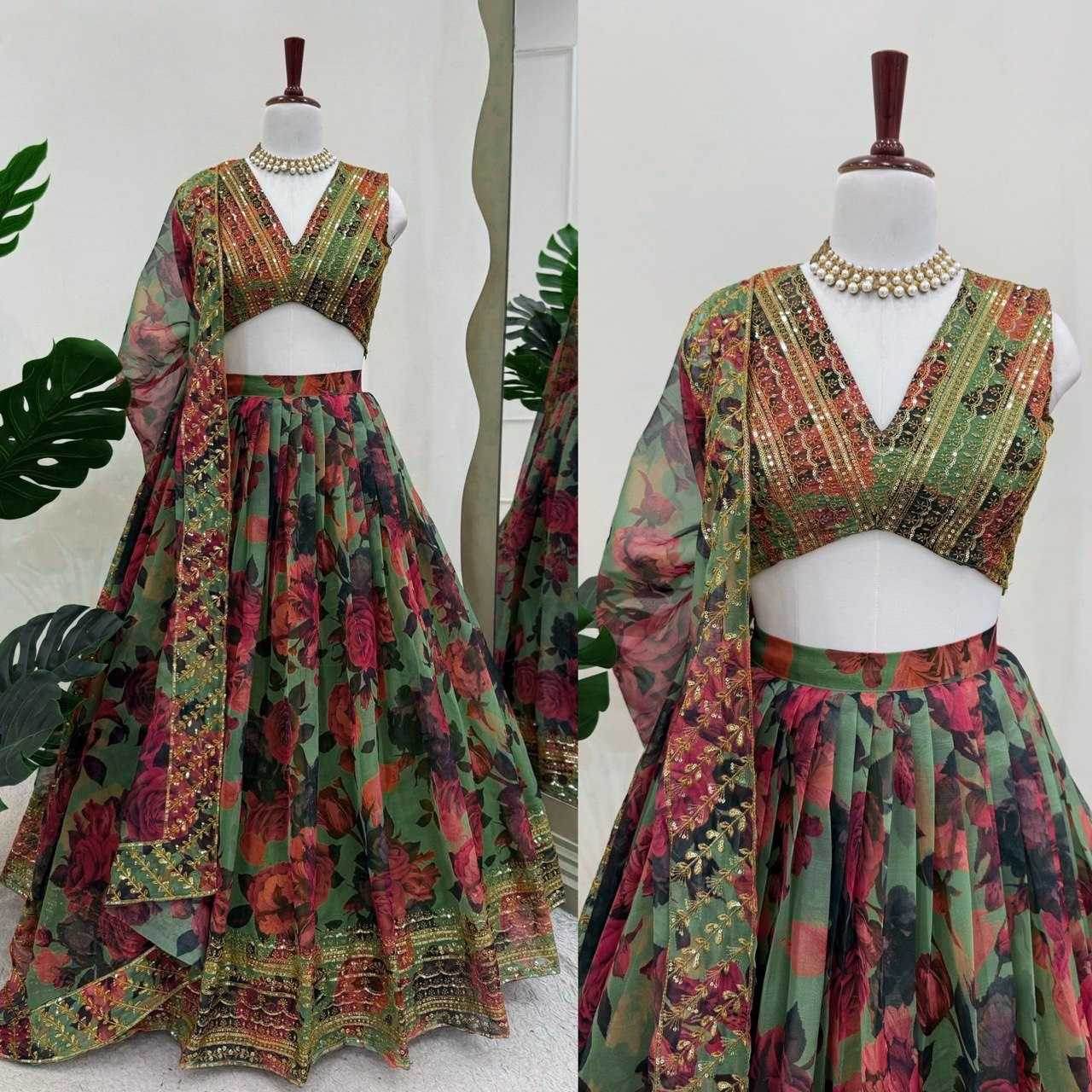 Organza Thread Work Lehenga - MYLUXURY LANE ENTERPRISE
